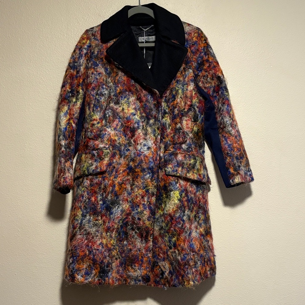 New Sportmax Max Mara Wool Blend Multicolor Coat Jacket size 4 NWT